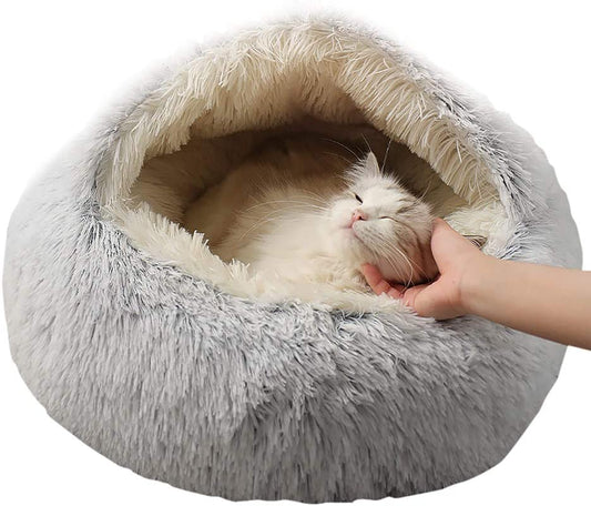 2 In 1Pet Dog Cat Bed Round Plush Cat Warm Bed