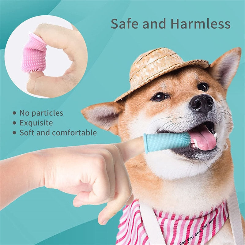 Dog Super Soft Pet Finger Toothbrush Teeth Cleaning Bad Breath Care