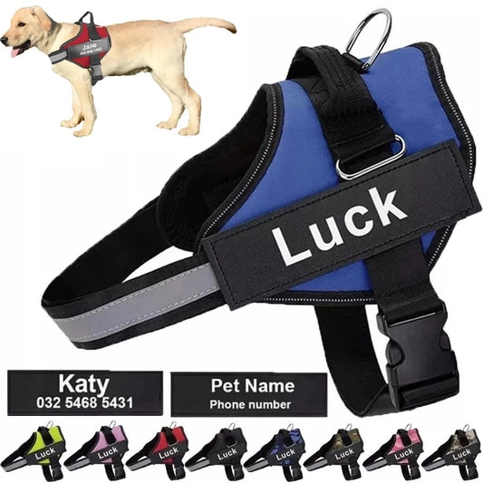 Dog Harness Vest ID Patch Customized Reflective Breathable Adjustable Pet Harness For Dog